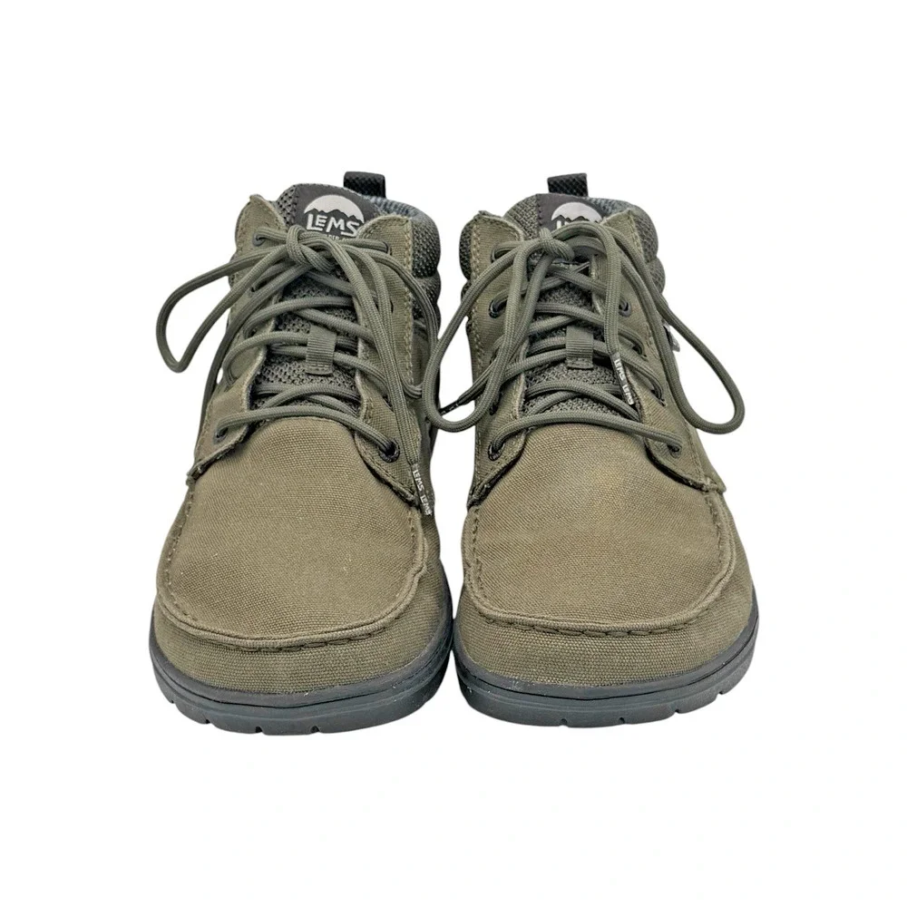 Lems Boulder Boot Mid Vegan Military Green Canvas Zero Drop Men’s 10